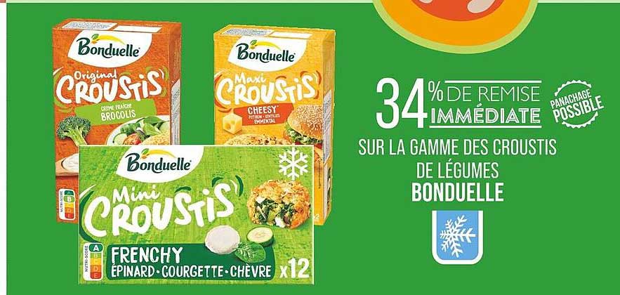 34% DE REMISE IMMÉDIATE SUR LA GAMME DES CROUSTIS DE LÉGUMES BONDUELLE