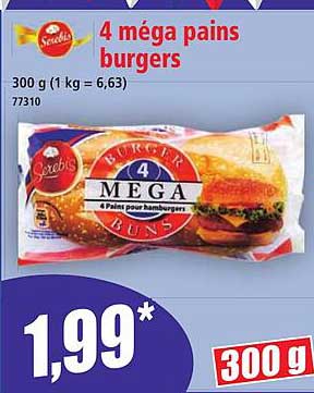 4 méga pains burgers