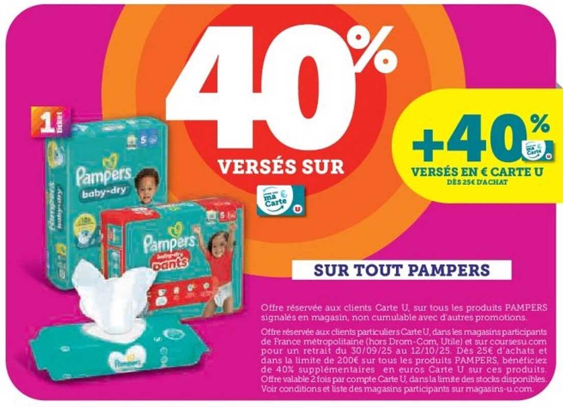 40% VERSES SUR SUR TOUT PAMPERS