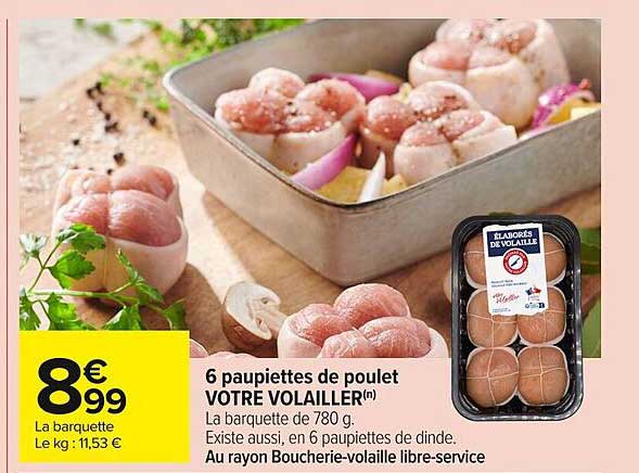 6 paupiettes de poulet VOTRE VOLAILLER