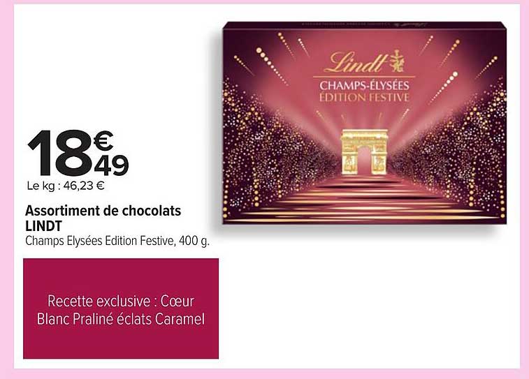 Assortiment de chocolats LINDT Champs Elysées Edition Festive, 400 g.