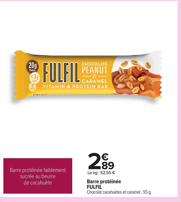 Barre protéinée faiblement sucrée au beurre de cacahuète