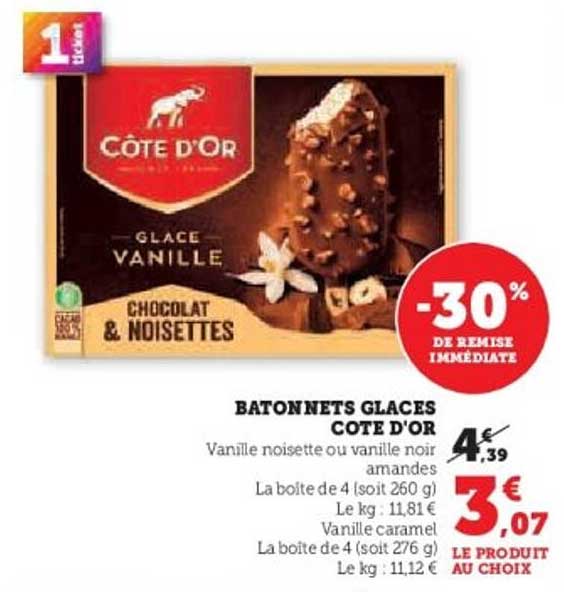 BATONNETS GLACES COTE D'OR