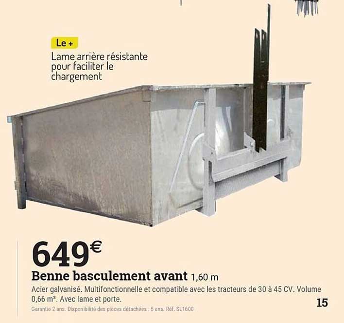 Benne basculement avant 1,60 m
