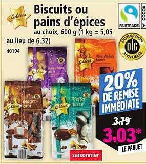 Biscuits ou pains d'épices au choix, 600 g
