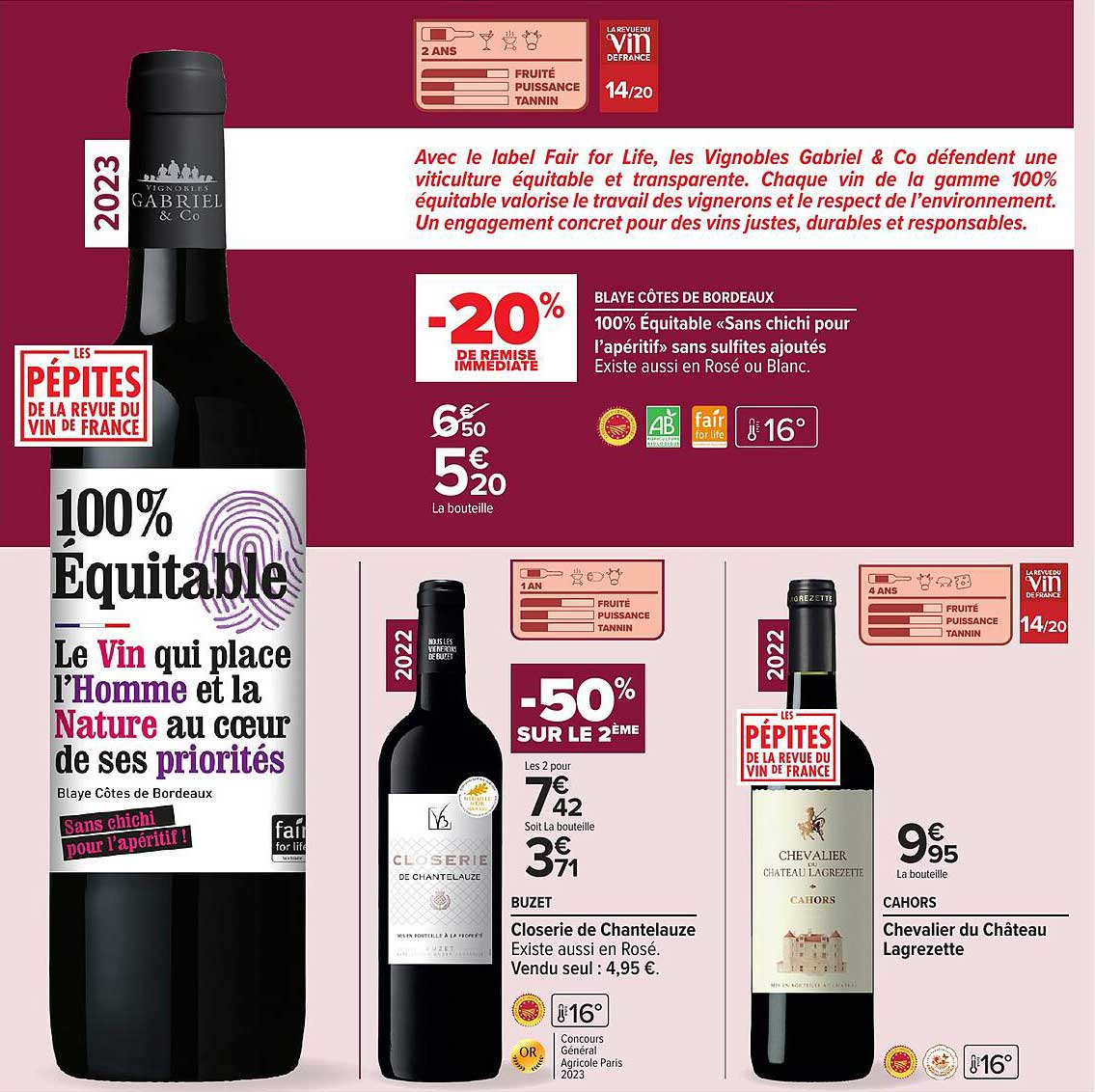 Blaye Côtes de Bordeaux 100% Équitable -20% de remise immédiate