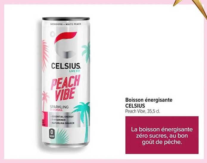Boisson énergisante CELSIUS Peach Vibe, 35,5 cl