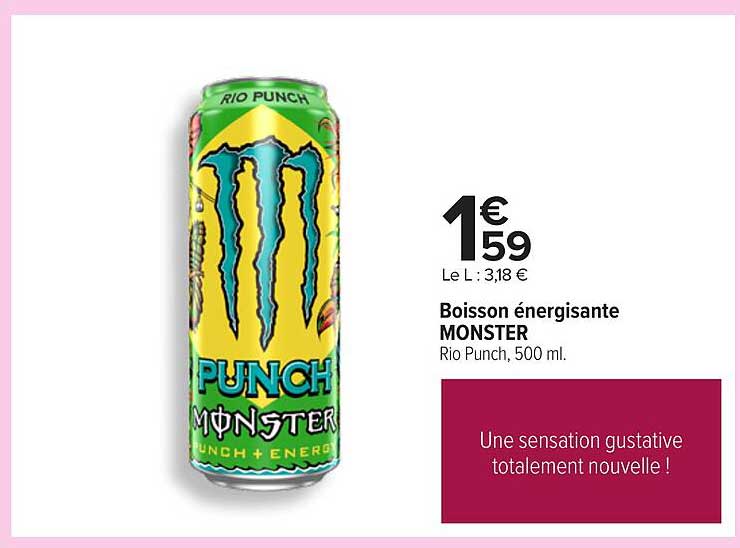 Boisson énergisante MONSTER Rio Punch, 500 ml.