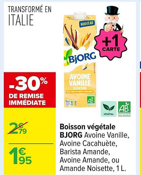 Boisson végétale BJORG Avoine Vanille