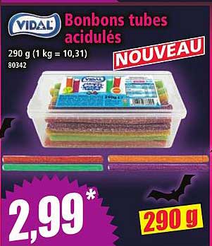 Bonbons tubes acidulés
