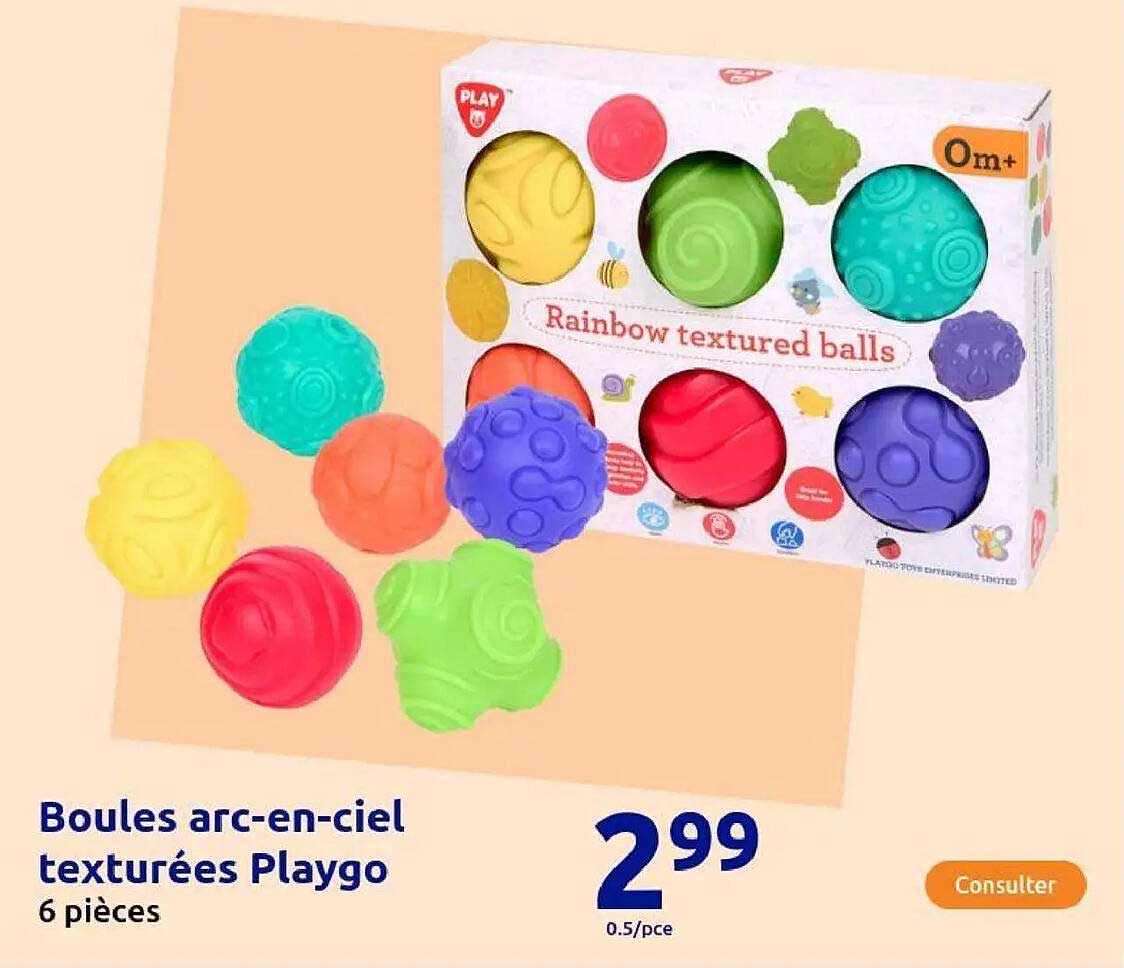 Boules arc-en-ciel texturées Playgo