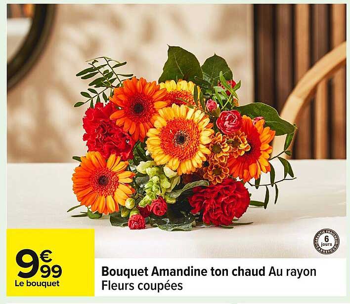 Bouquet Amandine ton chaud Au rayon Fleurs coupées