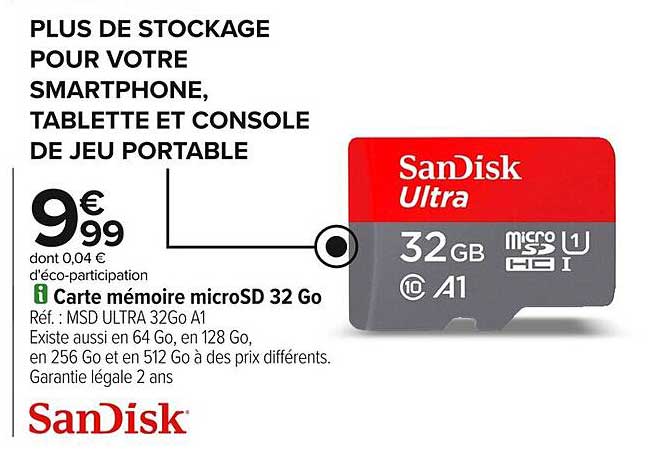 Carte mémoire microSD 32 Go