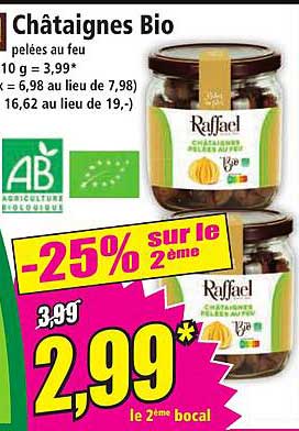Châtaignes Bio pelées au feu