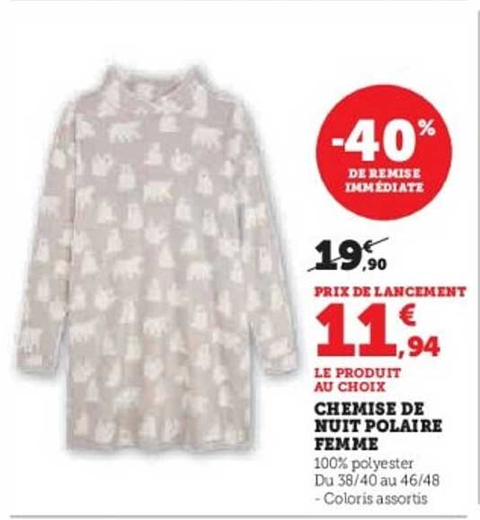 Chemise de nuit polaire femme