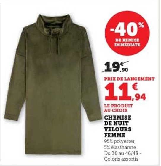 CHEMISE DE NUIT VELOURS FEMME