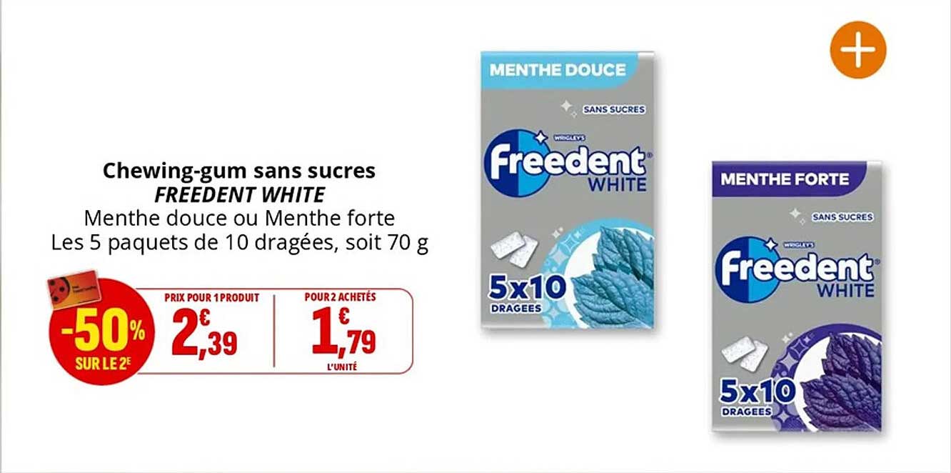 Chewing-gum sans sucres FREEDENT WHITE