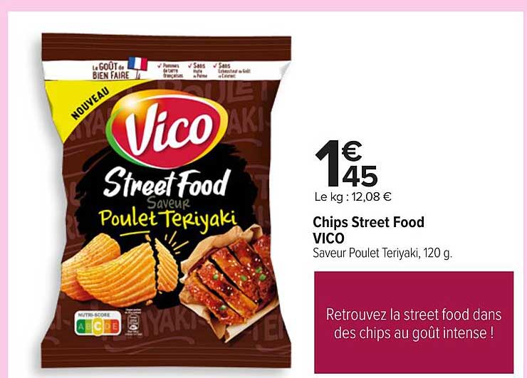 Chips Street Food VICO Saveur Poulet Teriyaki, 120 g.