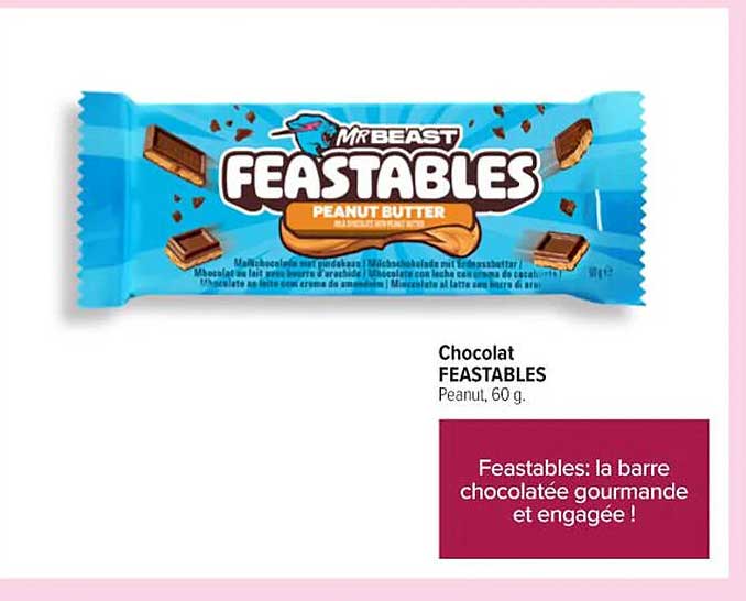 Chocolat FEASTABLES Peanut, 60 g.