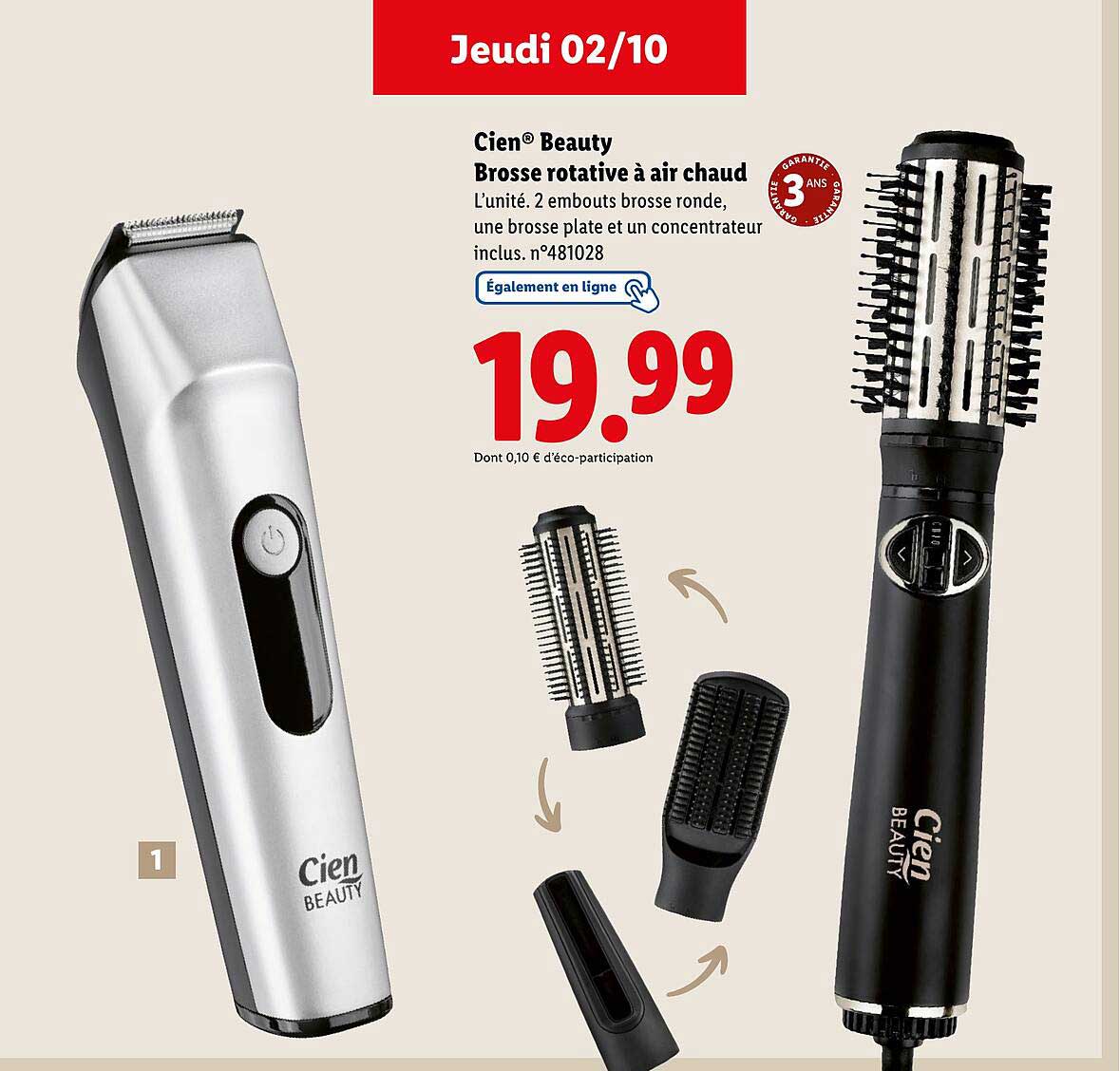 Cien® Beauty Brosse rotative à air chaud