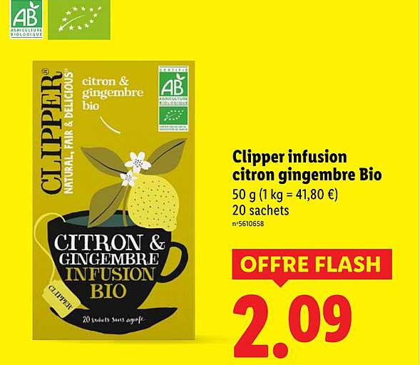 Clipper infusion citron gingembre Bio