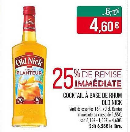 Cocktail à base de rhum Old Nick