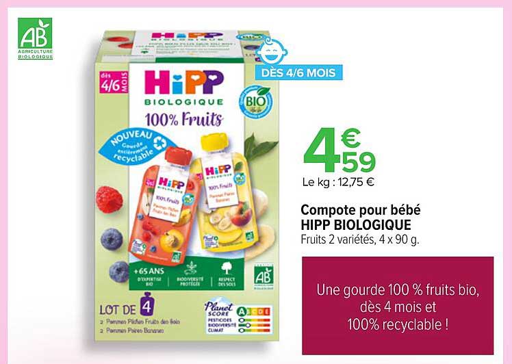 Compote pour bébé HIP Biologique