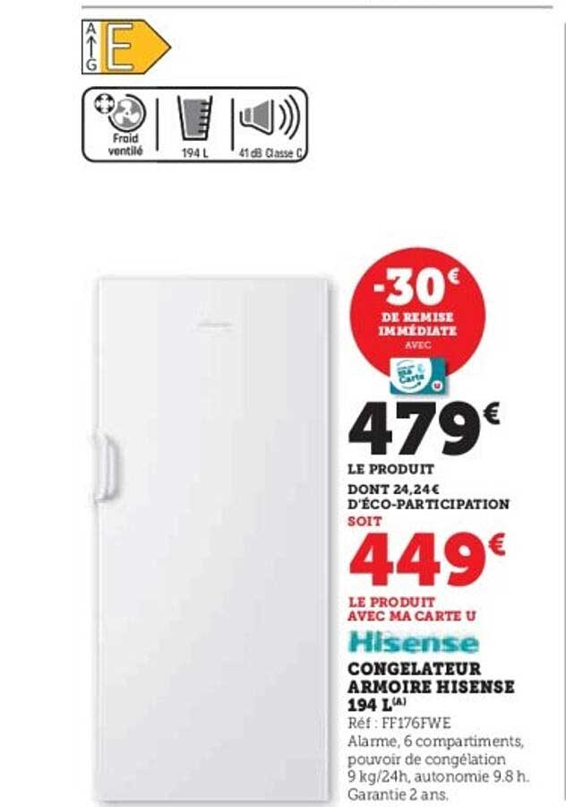 CONGELATEUR ARMOIRE HISENSE 194 L
