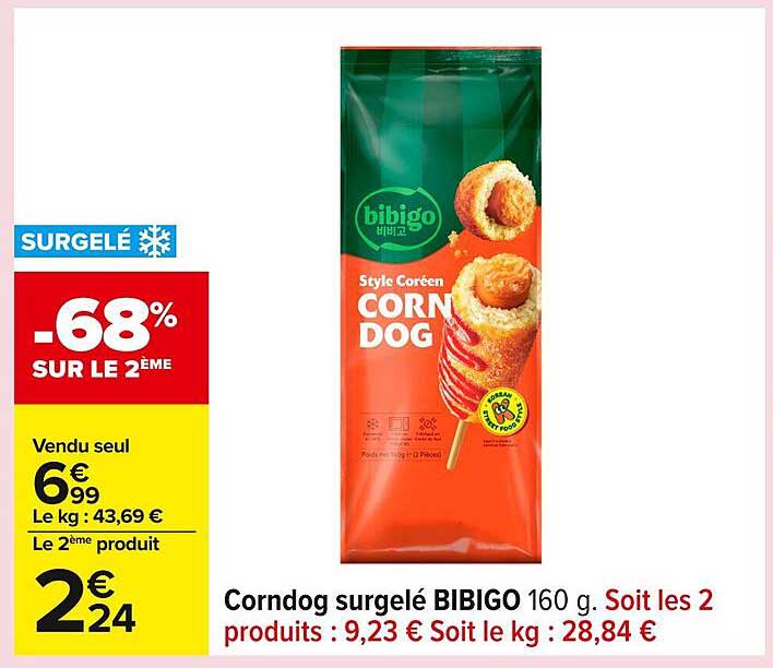 Corndog surgelé BIBIGO 160 g.