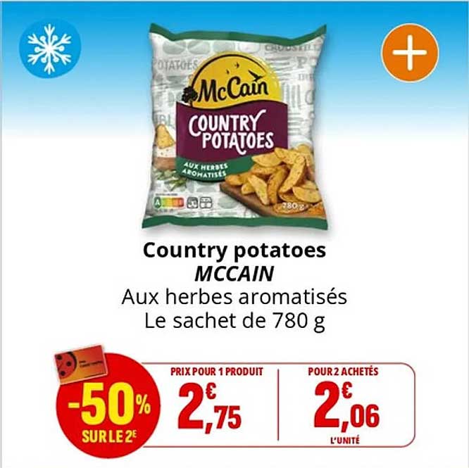 Country potatoes MCCAIN Aux herbes aromatisés Le sachet de 780 g
