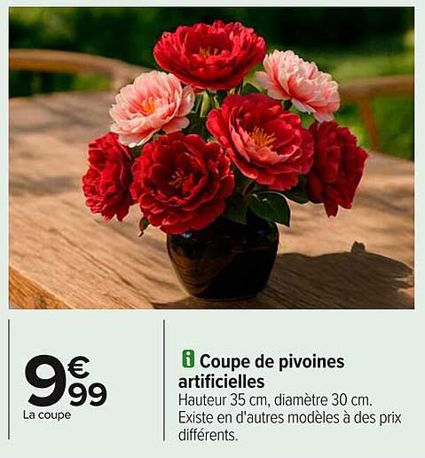 Coupe de pivoines artificielles