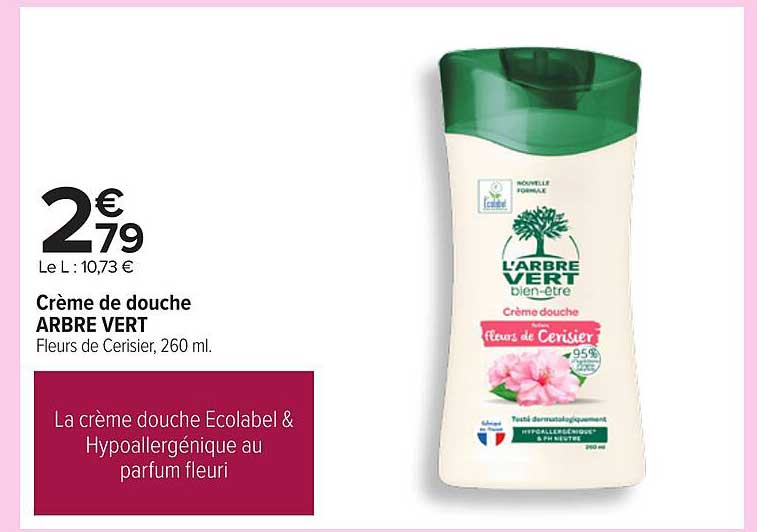 Crème de douche ARBRE VERT Fleurs de Cerisier, 260 ml.