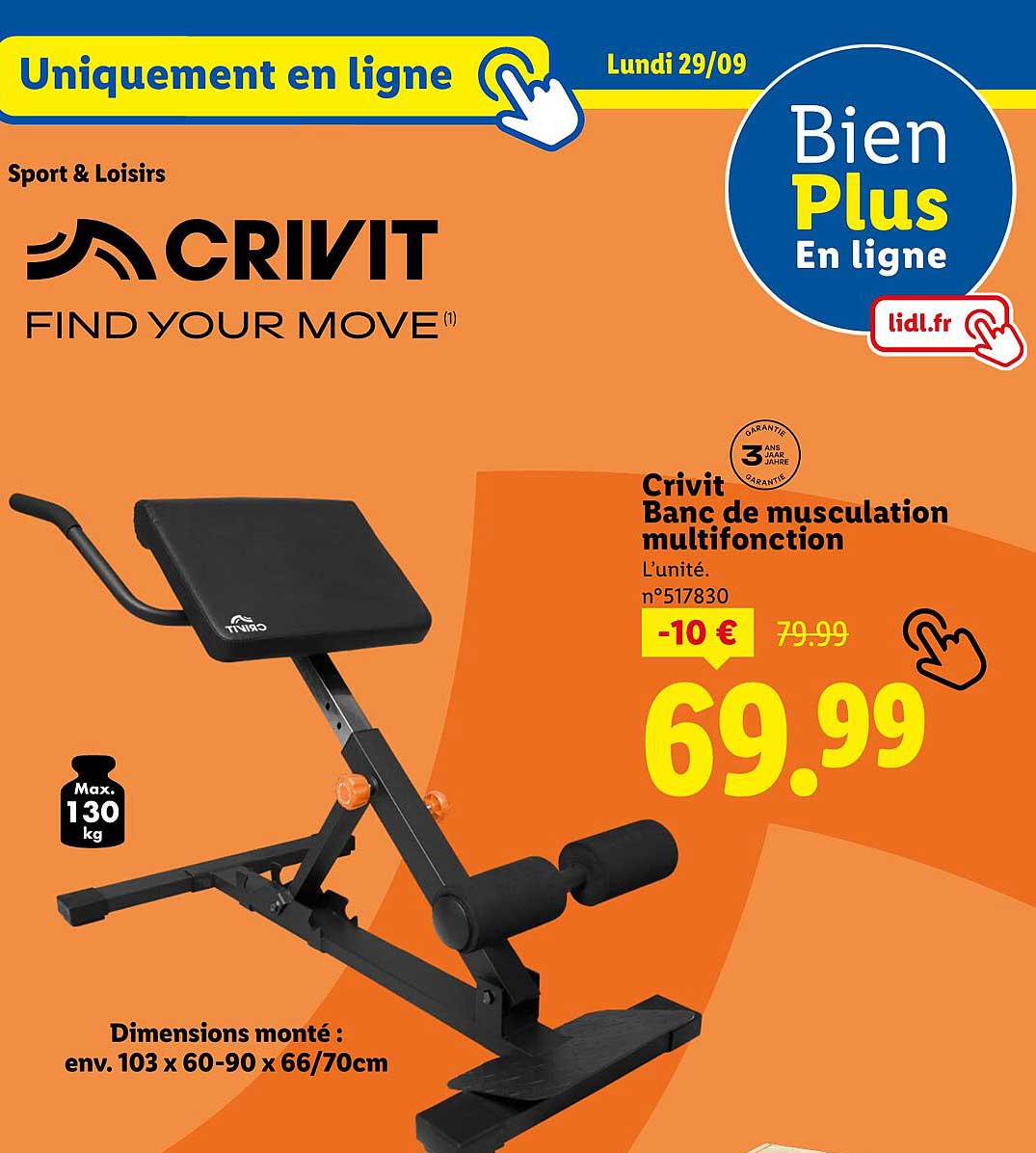 Crivit Banc de musculation multifonction