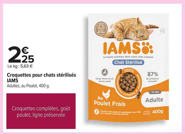 Croquettes pour chats stérilisés IAMS