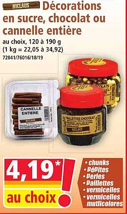 Décorations en sucre, chocolat ou cannelle entière