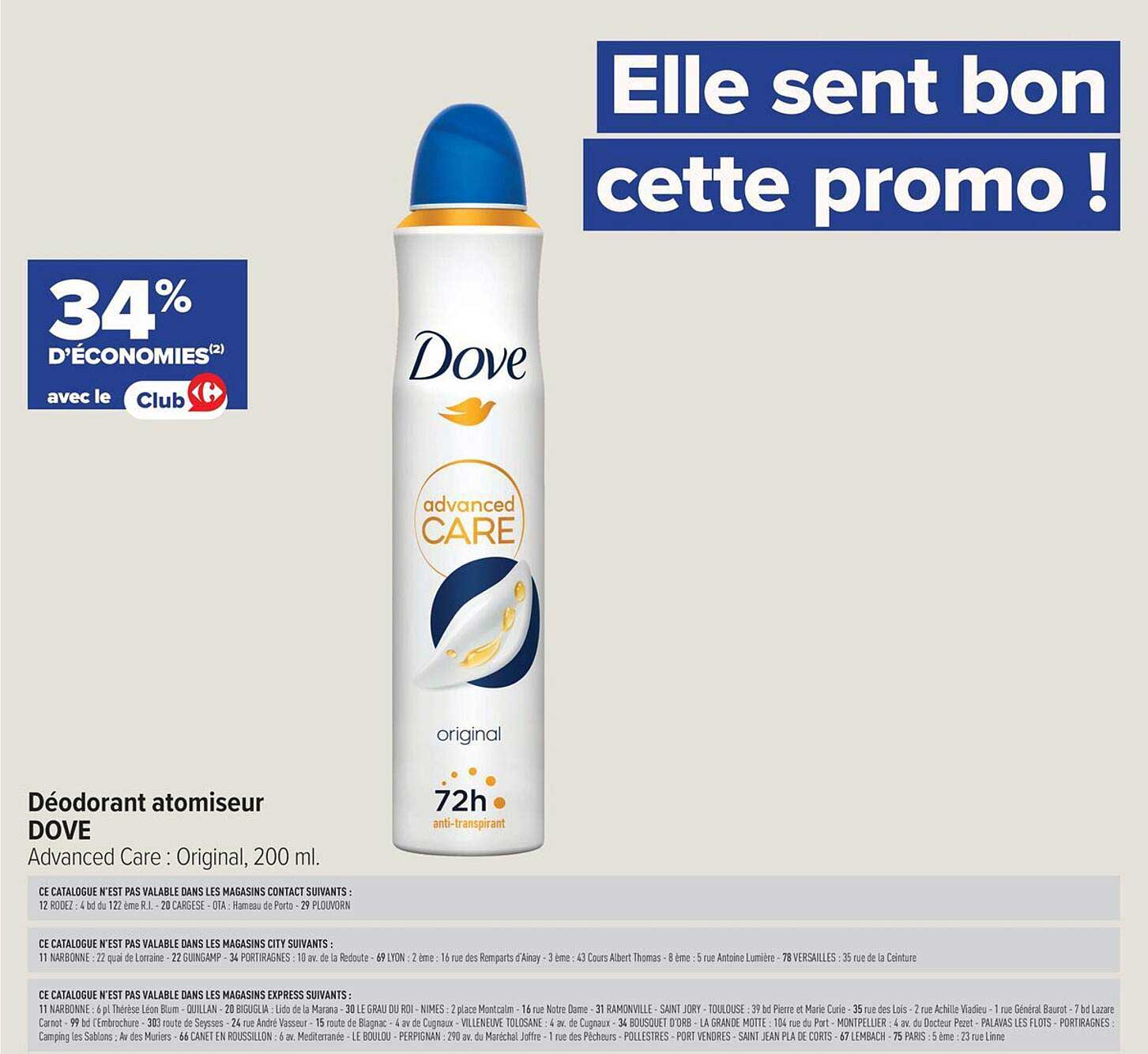 Déodorant atomiseur DOVE Advanced Care: Original, 200 ml