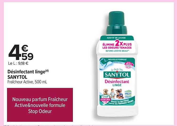 Désinfectant linge SANYTOL Fraîcheur Active, 500 mL