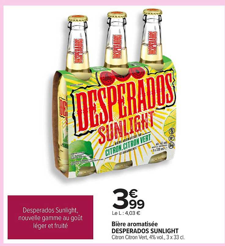 Desperados Sunlight, nouvelle gamme au goût léger et fruité