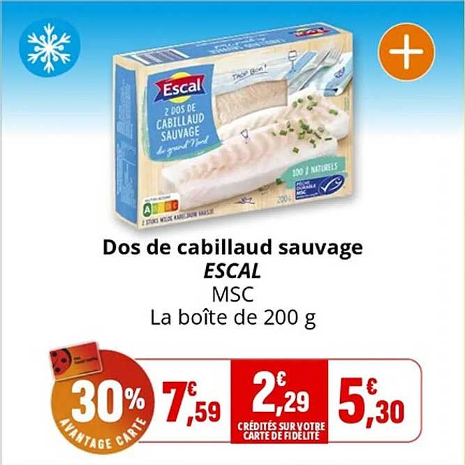 Dos de cabillaud sauvage ESCAL