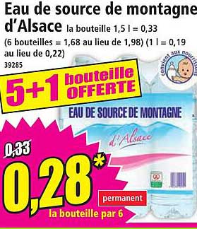 Eau de source de montagne d'Alsace 5+1 bouteille OFFERTE