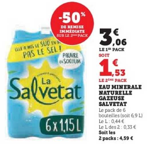 EAU MINERALE NATURELLE GAZEUSE SALVETAT