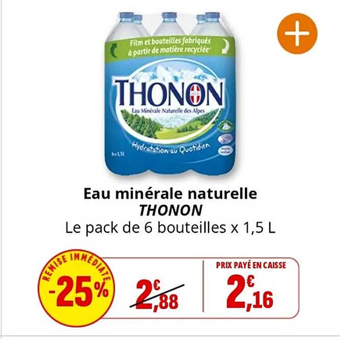 Eau minérale naturelle THONON Le pack de 6 bouteilles x 1,5 L
