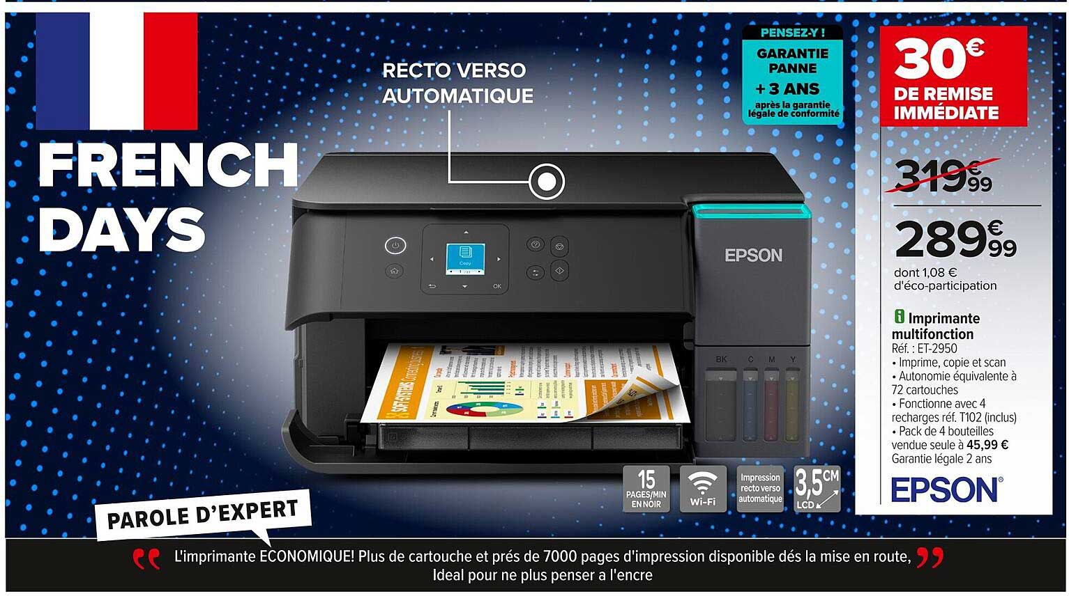 Économisez 30€ sur l'imprimante multifonction Epson