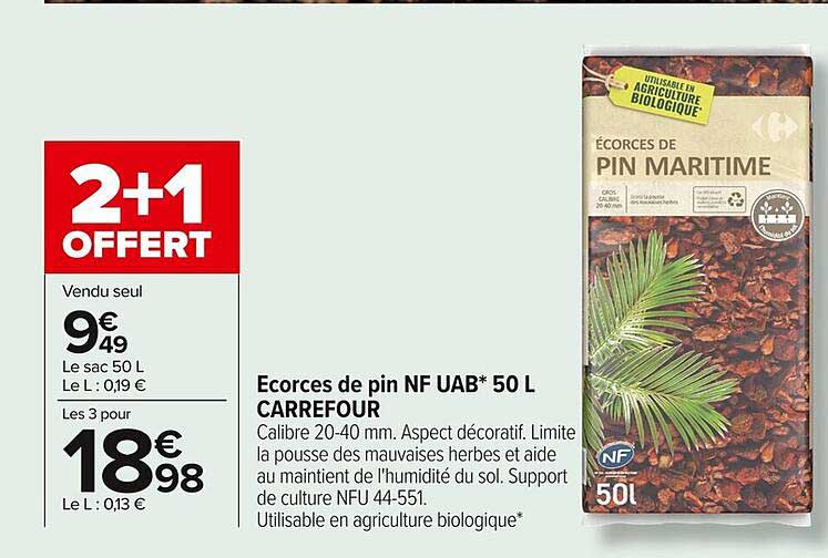 Écorces de pin NF UAB* 50 L CARREFOUR