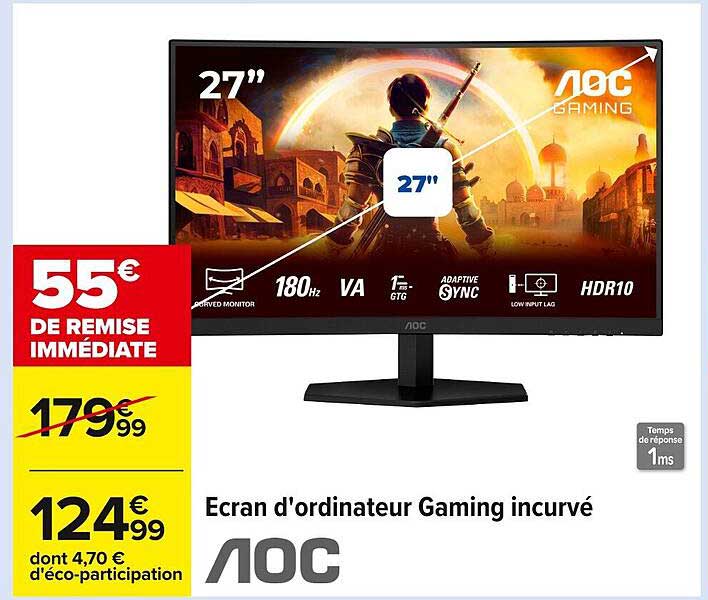 Ecran d'ordinateur Gaming incurvé