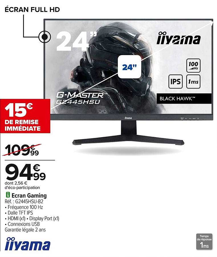 Écran Gaming iiyama G-MASTER G2445HSU-B2