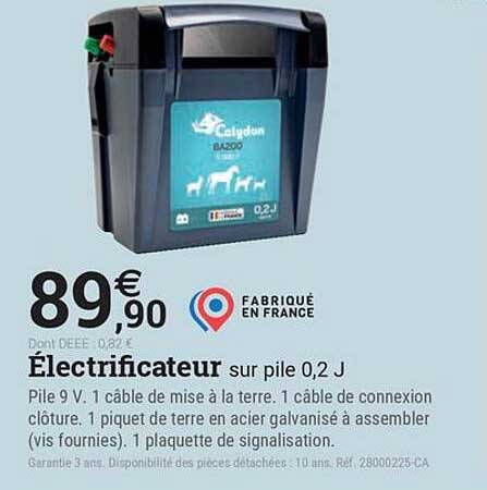 Électrificateur sur pile 0,2 J