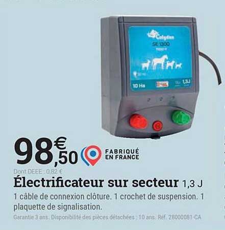 Électrificateur sur secteur 1,3 J