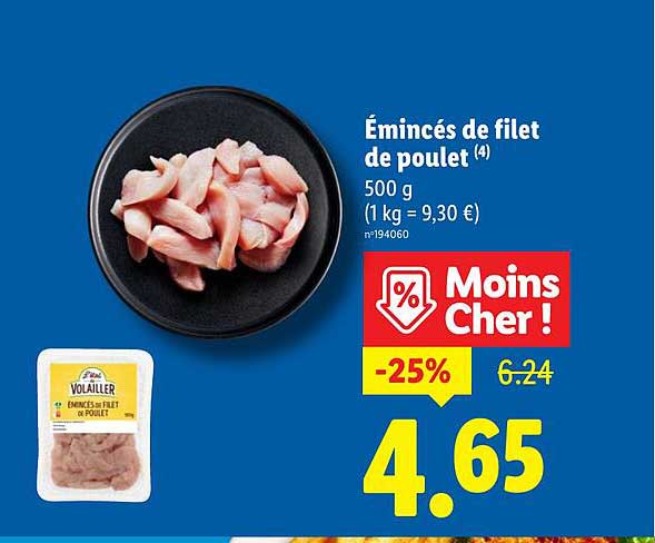 Émincés de filet de poulet