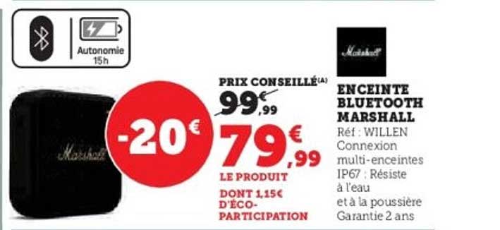 ENCEINTE BLUETOOTH MARSHALL